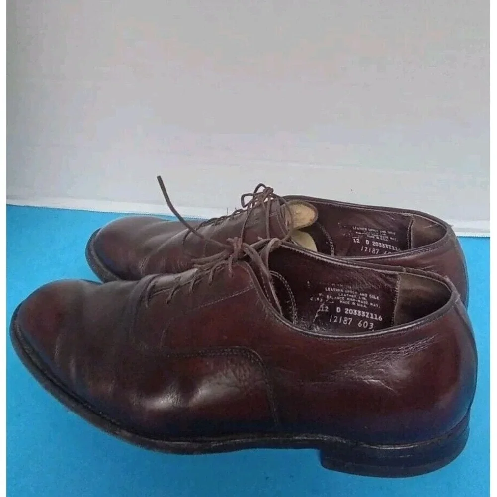 Vintage Mens Brown Leather Oxford Dress Shoes Made in USA 12 D 12187 603